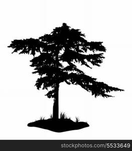 Illustration tree silhouette isolated on white background - vector
