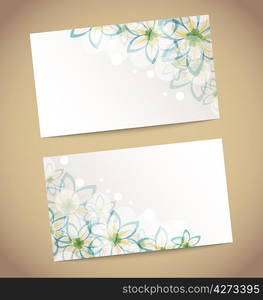 Illustration two retro wedding cards with flower&acute;s - vector