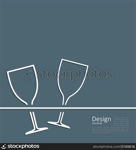 Illustration two wineglass wedding invitation card , logo template corporate style - vector