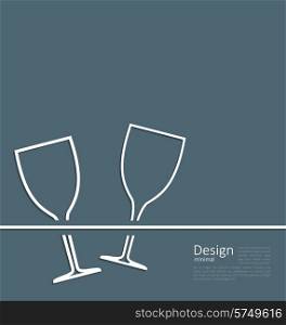 Illustration two wineglass wedding invitation card , logo template corporate style - vector