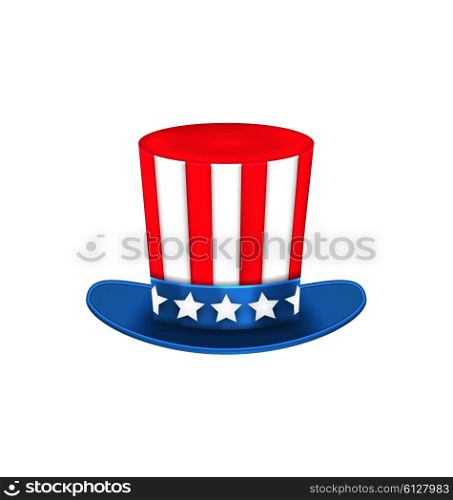 Illustration Uncle Sam&rsquo;s Hat for American Holidays, Isolated on White Background - Vector