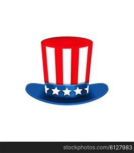 Illustration Uncle Sam&rsquo;s Hat for American Holidays, Isolated on White Background - Vector