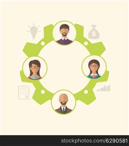 Illustration unity of business people leading to success - vector