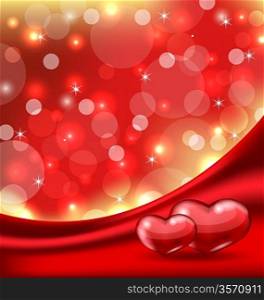 Illustration Valentine&acute;s card with beautiful hearts - vector
