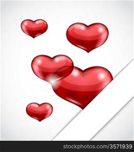 Illustration Valentine&acute;s day background with set hearts - vector