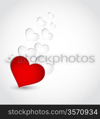 Illustration Valentine&acute;s day invitation with paper hearts - vector