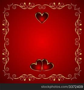 Illustration Valentine greeting card with heart - vector