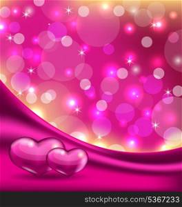 Illustration Valentine&rsquo;s background with beautiful hearts - vector