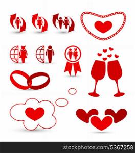 Illustration Valentine&rsquo;s Day infographics and wedding design elements - vector