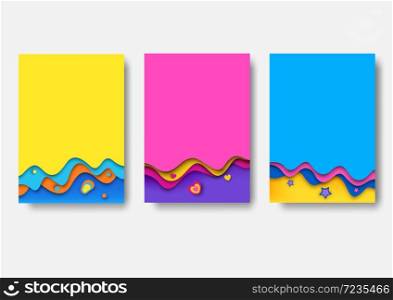 Illustration vector eps 10 of colorful background 3d design with pink, blue, purple,yellow colors for set cover or template.