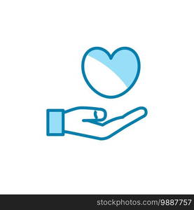 Illustration Vector graphic of hand and heart, love icon