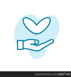 Illustration Vector graphic of hand and heart, love icon