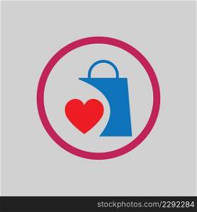 illustration vector logo design for love shop on gray background
