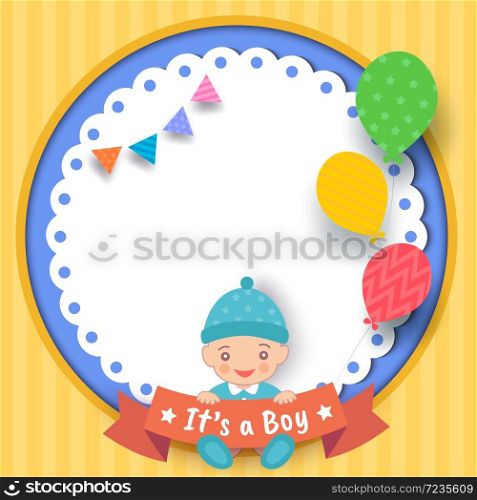 Illustration vector of Baby shower boy invitation card