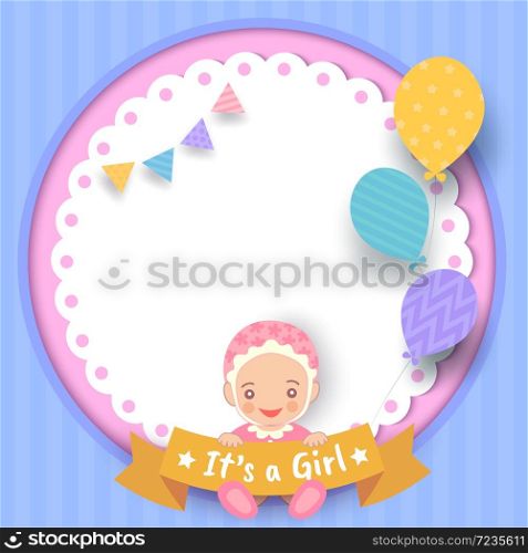Illustration vector of Baby shower girl invitation card