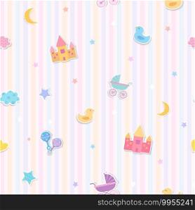Illustration vector of baby toys design to seamless pattern