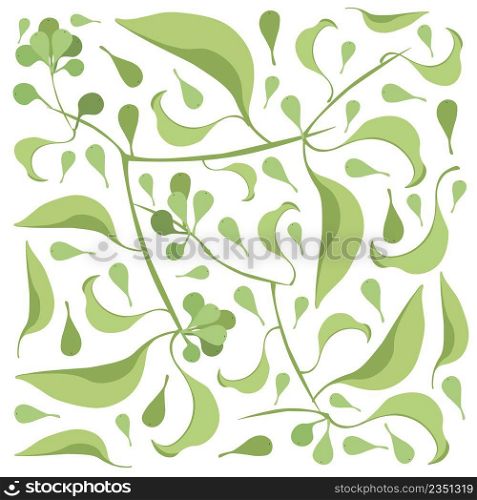Illustration Vector of Beautiful Fresh Green Leaves Isolated on A White Background.