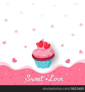 Illustration vector of love cupcake for Valentine’s Day