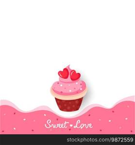 Illustration vector of love cupcake for Valentine s Day