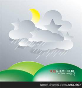illustration vector of paper rainy cloud background