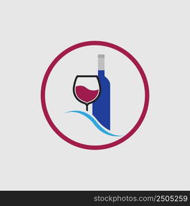 illustration vector of wine logo design template on gray background