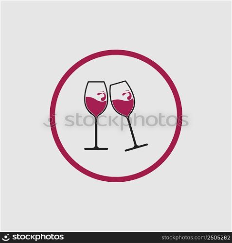 illustration vector of wine logo design template on gray background