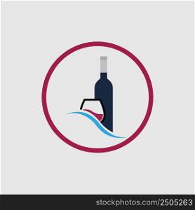 illustration vector of wine logo design template on gray background