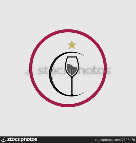 illustration vector of wine logo design template on gray background