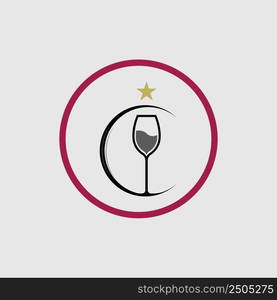 illustration vector of wine logo design template on gray background