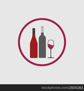 illustration vector of wine logo design template on gray background