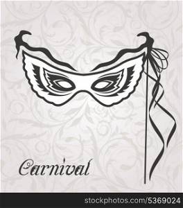 Illustration venetian carnival or theater mask with ribbons - vector