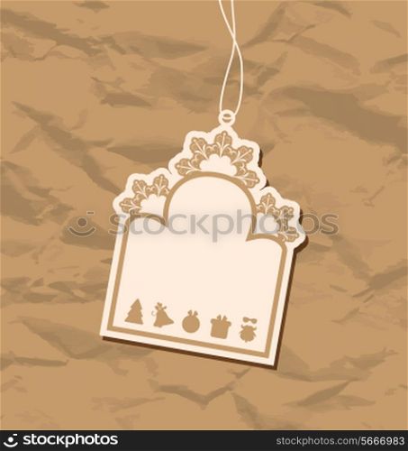 Illustration vintage blank badge with Christmas elements - vector