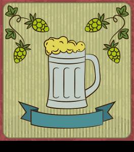 Illustration vintage card with glass mug beer - vector