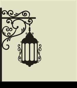 Illustration vintage forging ornate street lantern isolated - vector