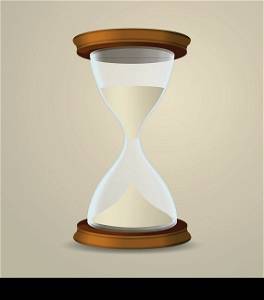 Illustration vintage hourglass isolated on beige background - vector