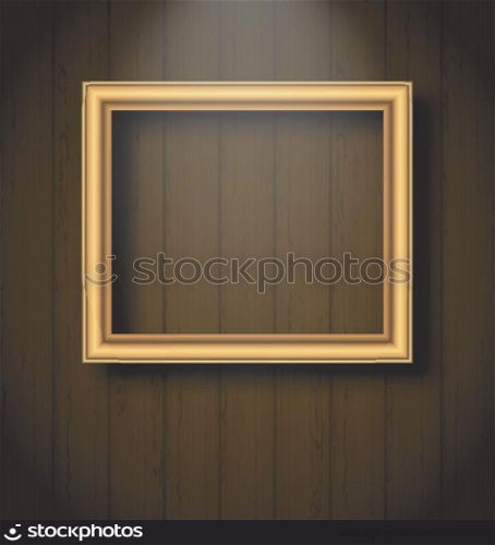 Illustration vintage picture frame on wooden wall - vector