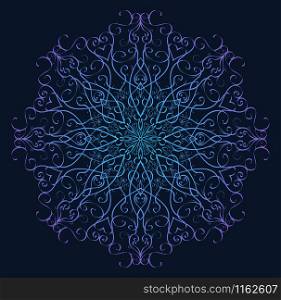 Illustration vintage snowflake with curls for your creativity