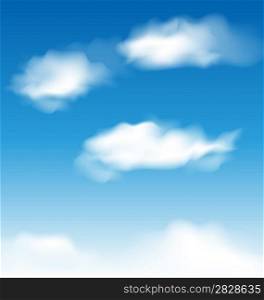 Illustration wallpaper blue sky with realistic clouds - vector