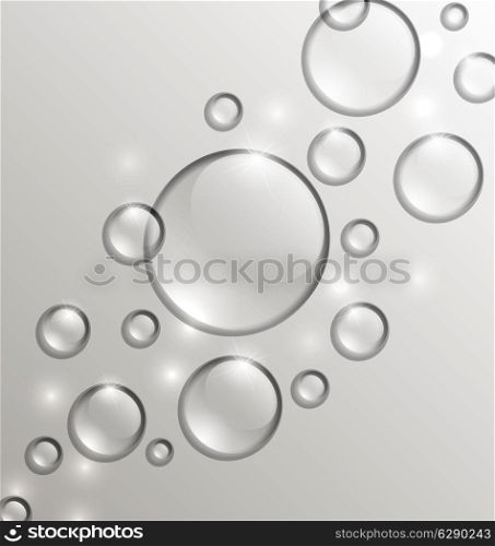 Illustration water abstract background with drops, place for your text - vector