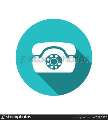 Illustration web icon of retro telephone, trendy flat minimal style - vector