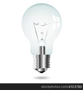 illustration white old fashioned lightbulb with drop shadow