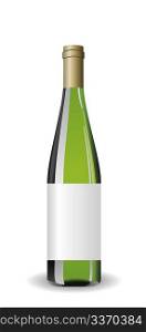 Illustration white wine bottle with label - vector