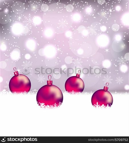 Illustration winter cute background with Christmas balls - vector