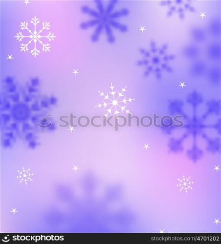 Illustration Winter Wallpaper with Snowflakes, Blurred Banner - Vector