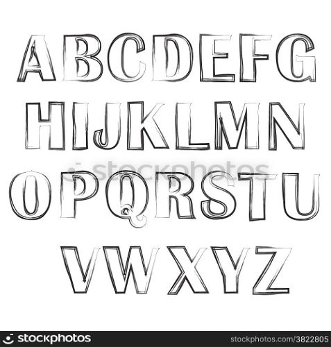 illustration with alphabet on white background