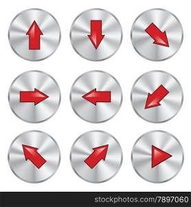 illustration with arrow metal buttons on white background
