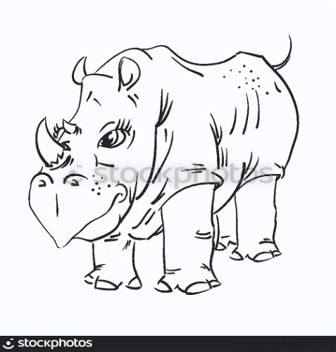 illustration with big rhinoceros for your design