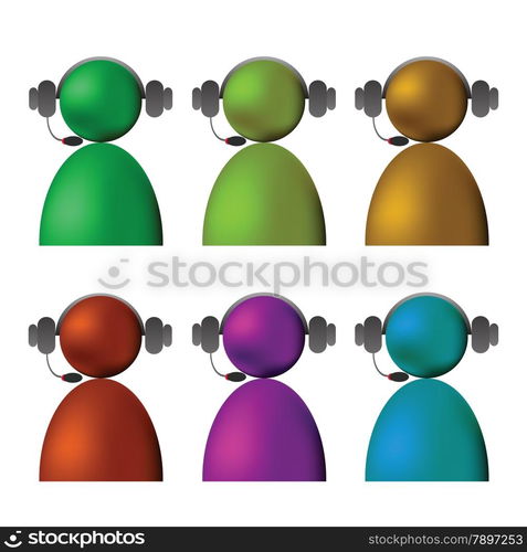 illustration with colored live chat icons on white background