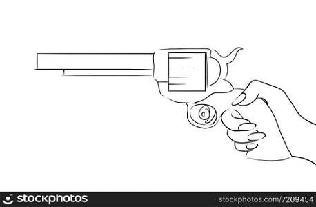 Illustration with contour of a female hand with a gun to your creativity. Illustration with contour of a female hand with a gun to your cr