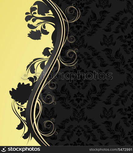 Illustration with decorative seamless royal ornament and floral wave